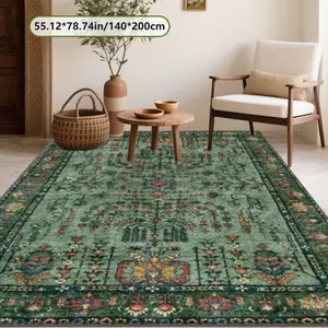 Velvet Soft Comfort Vintage Persian Farmhouse Pattern Print Rug, Home Decor Carpet, Living Room Large Mat, Sofa Pad, Bedroom Floor Mat