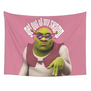 Funny Shrek Pink 3x5Ft Flag Tapestry for Wall Hanging Bedroom Man Cave College Dorm Room Decoration Outdoor Art Banner with 4 Brass Grommets
