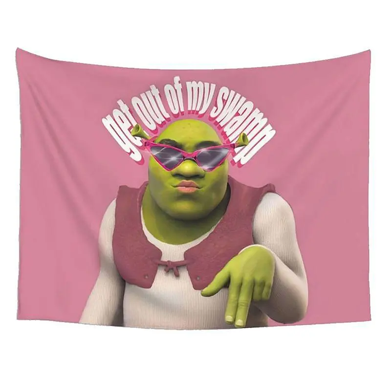 Shrek Cartoon Character Image Funny Decor 3x5Ft Synthetic Flag Tapestry with 4 Brass Grommets, Wall Decor Statement Piece, Bedroom Wall Hanging, Whimsical Home Decor