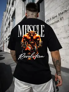 Bull Muscle TShirt Streetwear Gym Style Black Men Fitness Muscle Graphic Tee Unisex Mens Womens Casual Tees Summer Tops