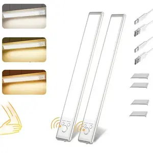 Under Cabinet Lighting-Motion Sensor Light Indoor - USB Rechargeable Battery Operated with Magnetic Closet- Kitchen, Counter, Motion-Activated Auto Shut-Off, Eye-Care Gradual Brightness 1/2/4-Pack Led Strip(40cm)