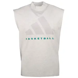 adidas Mens Adi Mock Neck Sleeveless Basketball Casual Tops Casual - Grey