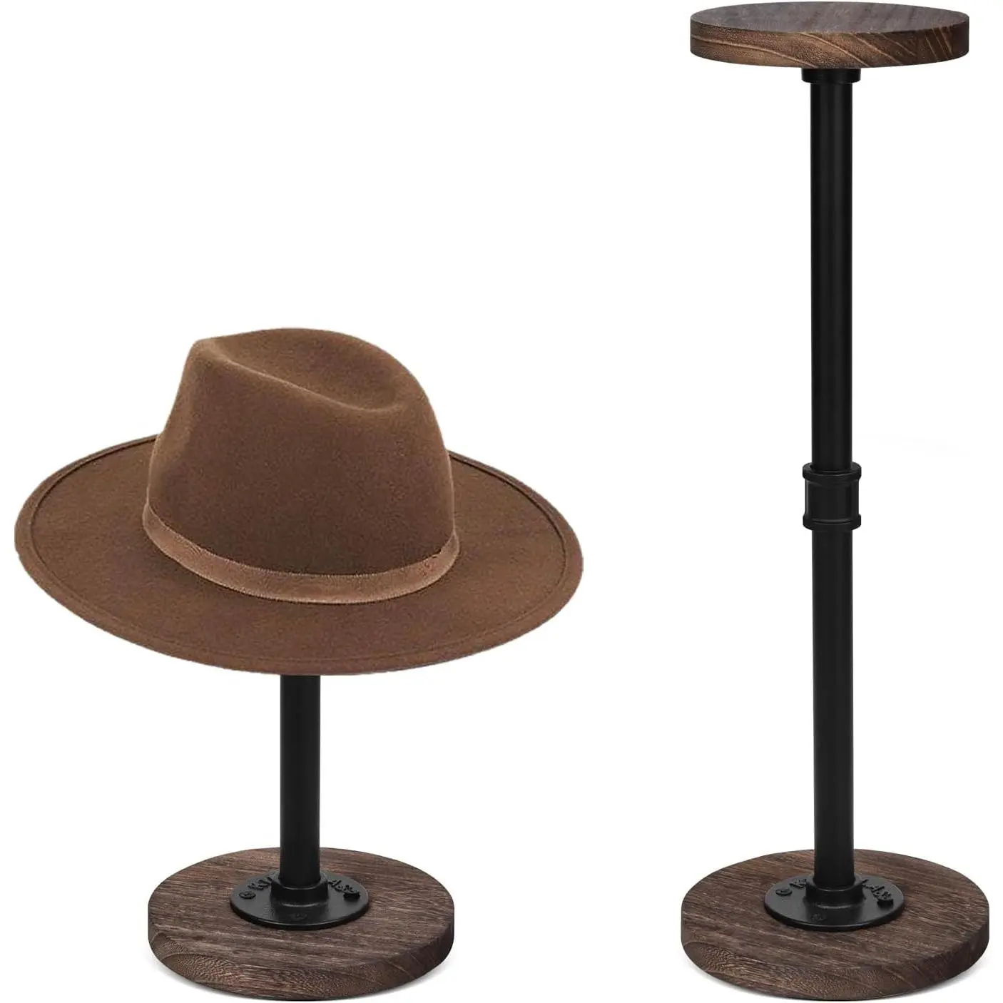 2 count Tabletop Hat Stand Cap with Height Adjustment, Industrial Metal ...