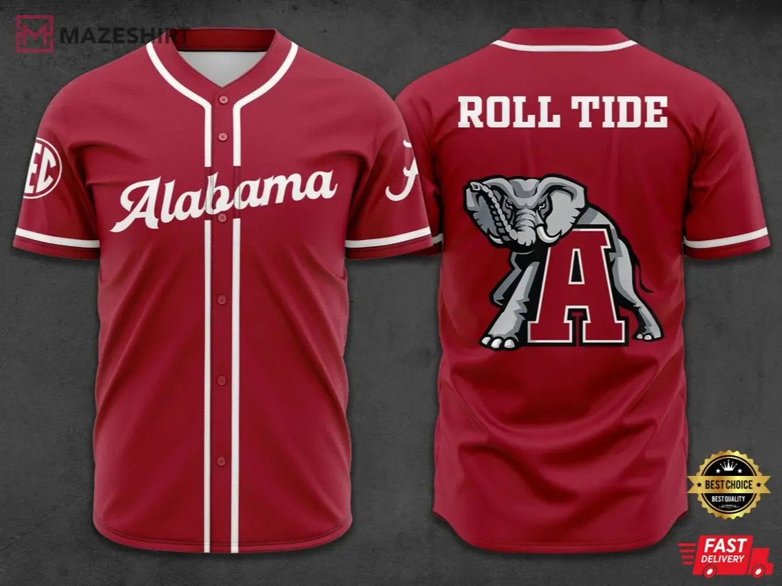 #Alabamaa Baseball Jersey Crimson and White, Summer Jersey for man and womand, Gift for fan