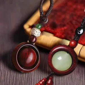 2 Glowing Night Stones, Durable Bag and Phone Keychain, Ideal Birthday Gift, Creative Bead Design, Natural Yuzu Wood, Rustic Style