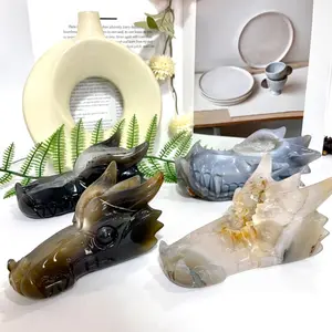 Druzy Dragon Head Natural Raw Geode Healing Stone Home Decoration From IG Crystal