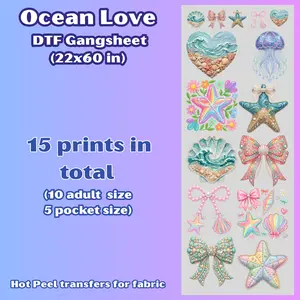 G57 Ocean Love DTF Gangsheet transfers for shirts