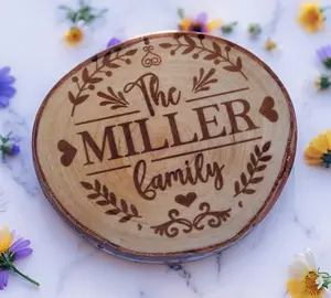 Custom Laser Engraved Family Name Coaster Set – Perfect for Couples, Weddings, Anniversaries, or Holiday Gifting