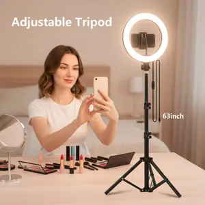 10" Professional LED Ring Light With Stand And Phone Holder | 62.9" Tripod For IPhone, Video Recording, Make Up, Streaming video  lighting selfie gadget Video light with tripod light for videos #Mother's Day Gift