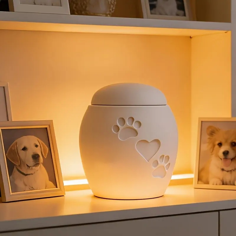 Pet Ash Urn Memorial Container Cat And Dog Ash Storage Box Memorial Keepsake Pet Hair And Tooth Remembrance Burial Supplies, 3D Printed Creative Pet Ash Urn Dog Memorial Urn Modern Minimalist Design