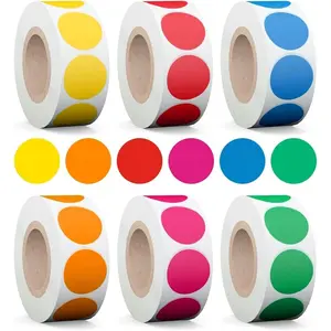 3000 Pcs 3/4" Color Coding Labels Circle Dot Stickers, Round Yard Sale Stickers in Bright Yellow, Green, Red, Pink, Orange, Blue, Garage Sale Price Stickers (6 Rolls, 500 Labels/Roll)