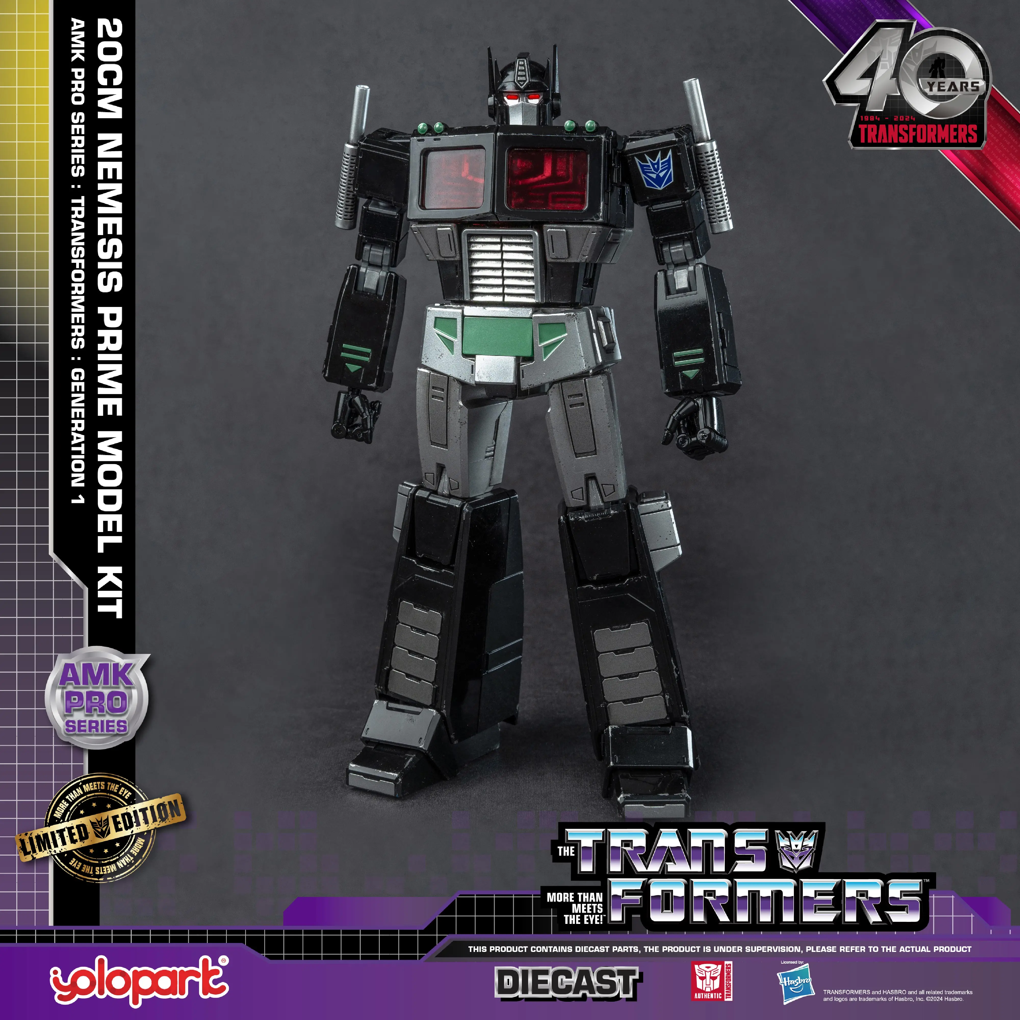 Transformers G1 Yolopark AMK PRO Series 20cm Nemesis Prime Action Figure, LED-Lighting Unisex Collectible Model Figure, Ideal for Father's Day, Thanksgiving Gifts, Collectibles