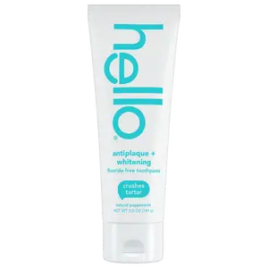 hello antiplaque + whitening fluoride free toothpaste