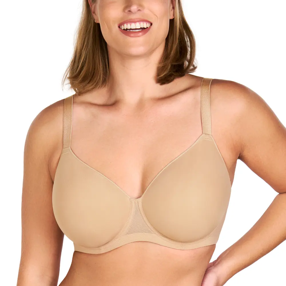 HSIA Women's Minimalist Elegant Basic AirMesh Honeycomb-Cup Plus Size Full Coverage Underwire T-Shirt Bra with Lightly Lined Mesh, Adjustable Straps