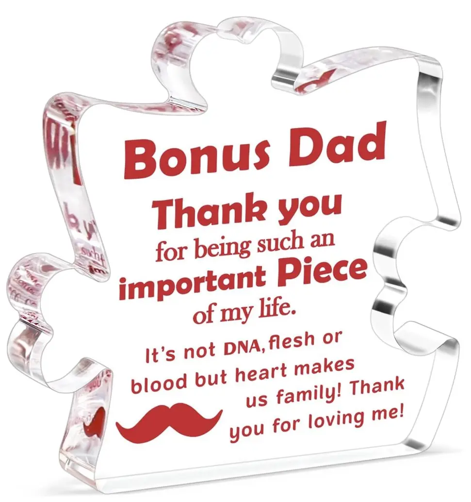 Gifts To My Step Dad Father's Day Gifts Acrylic Heart Shape Gift Sympathy Thankful Quote Blessed Wish Memorial Gift Table Centerpiece Decor from Son Daughter for 50th 60th 70th 80th Birthday