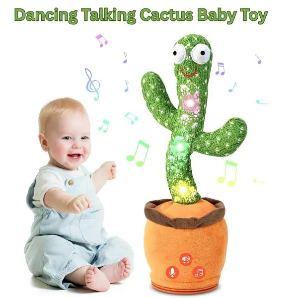 BPA-Free Plush Fabric Dancing Talking Cactus Baby Sound Toy - Fun Toddler Toy with Mimicking & Repeating, Repeats Songs, Singing, Recording, Volume Control - Unisex Modern Easter Gift for 36 Months-10 Years