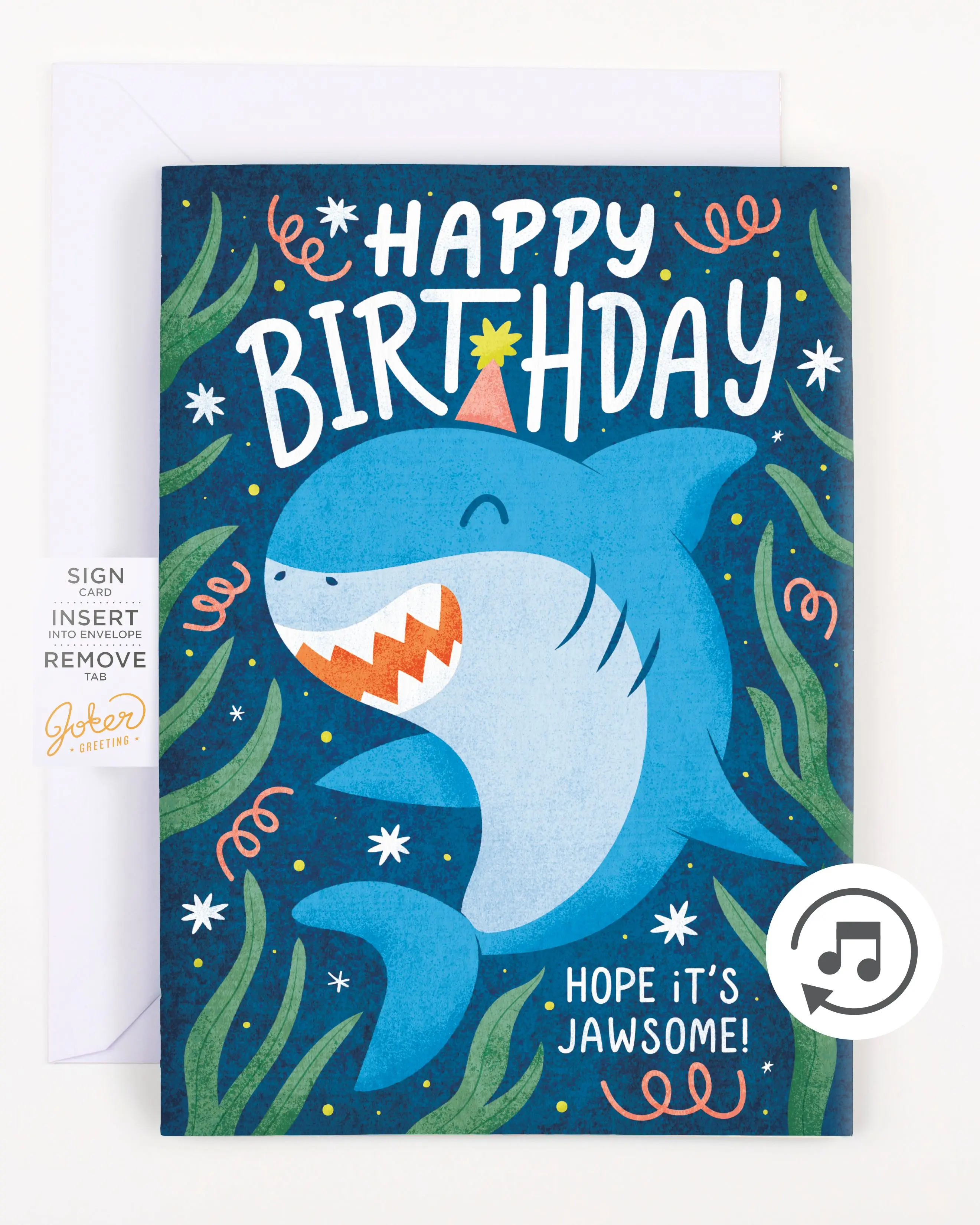 Endless Baby Shark Birthday Card with Glitter
