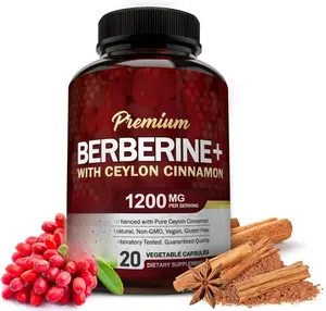 Premium Berberine HCL 1200mg Supplement with Pure True Ceylon Cinnamon for Immune Support and Optimal Health, 120 Capsules, 8% HCl for Maximum Effectiveness