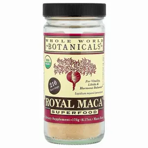 Whole World Botanicals Royal Maca Root Powder Organic Supplement from Peru for Energy and Vitality Natural Healthcare Dietary Supplement