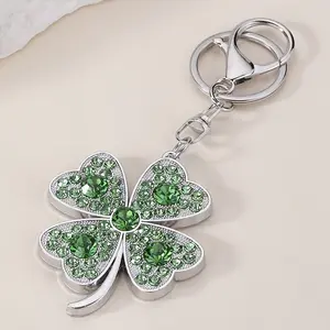1/20pcs New Lucky Clover Rhinestone Metal Stylish Keychain, Symbol of Good Luck, Birthday/Graduation/St, Patrick'S Day Gift - Durable Key Ring, Suitable for Wallets, Cars, Keys, Exquisite Craftsmanship, Unisex Wear
