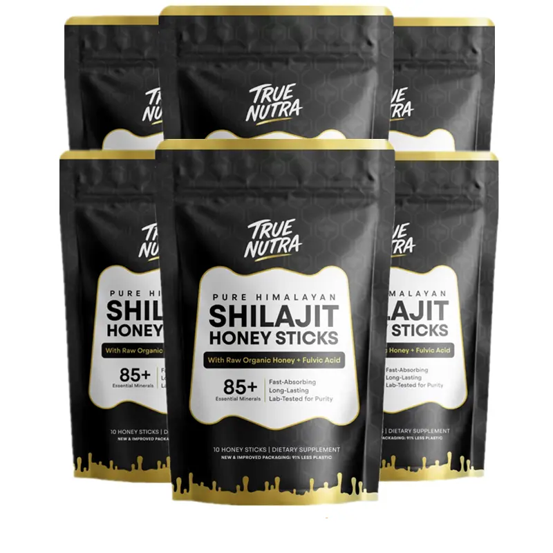 B3G3 True Nutra Pure Himalayan Shilajit Honey Sticks with Raw Organic Honey Fulvic Acid, 10 Sticks, 85+ Essential Minerals, Fast Absorbing Long Lasting, Lab-Tested for Purity