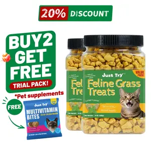 Just Try Cat Treats for Indoor Cats Hairball Control Natural Salmon Healthy Cat Grass Treats Kitten Snacks Training Biscuits Catnip for Cats Dental Care 14.1 OZ