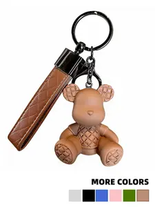 Couples Keychain Bamboo Woven Bear Charm, High-End Fashion Car Key Chain, Keychain For Car Keys, Perfect Gift for Back-To-School Season, Valentine's Day Surprise, Stylish Keychain, Stylish Keyring
