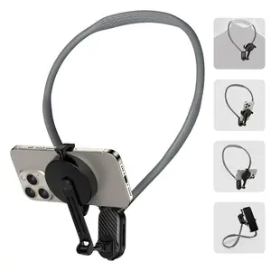 Magnetic Neck Mount for Phones,Hands-Free POV/Vlog Holder, Chest Strap for iPhone 16 15 14 13, Android, and Smartphone,Neck magnet Phone Holder Stand for 360° Adjustable Cellphone Silicone neck tripod