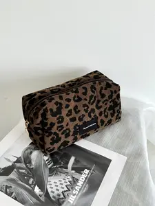 Unique Leopard Print Makeup Bag, Large Capacity Cosmetic Storage Pouch, Lipstick Organizer, All Seasons, Sexy Style