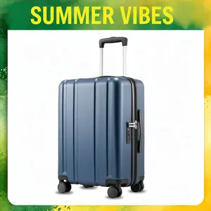 LUGGEX 20 Inch Carry On Luggage, Airline Approved, 100% PC Hard Shell Travel Suitcase with Smooth Spinner Wheels, TSA Lock, Blue summervibes EX-Core fathersdaygift