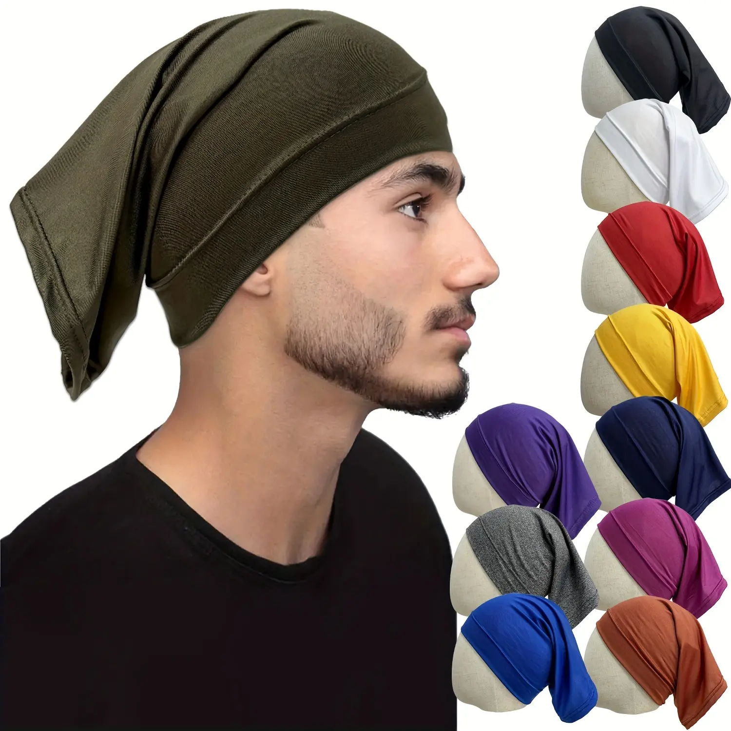 Unisex Knit Fabric Wide Band Tube Sock Headband - Lightweight, Multi-Color, Casual Style for Sleeping, Outdoor Riding