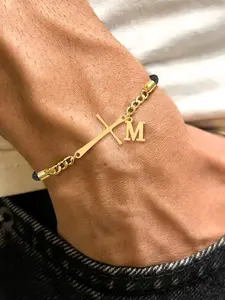 Men's Cross Initial Pendant Bracelet, New Classic Adjustable Men's Wristband, Casual Letter Pattern, All Seasons Jewelry