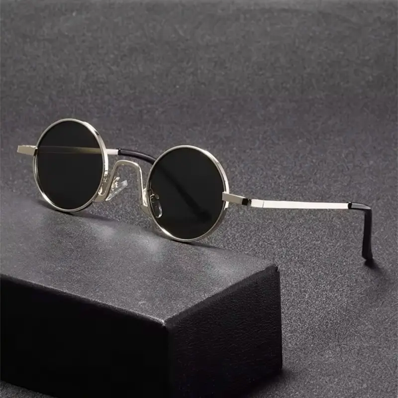Retro Round Steampunk Sunglasses for Men & Women Vintage John Lennon Style Circle Shades with UV400 Protection Lightweight Metal Frame Classic Small Round Lens Festival Cosplay Eyewear