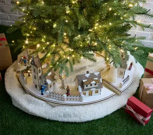 Home Reflections 27" Vintage Wooden Village Tree Collar