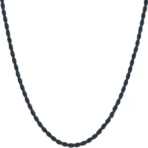 LIFETIME JEWELRY 1mm Rope Chain for Men & Women Diamond Cut 14 to 30 Inch | Black | Gunmetal | Stainless Steel (14 inches, Black)