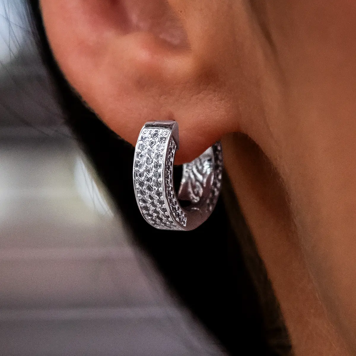 GLD Pave Wide Hoop Earrings in White Gold - Perfect Gift #TikTokShopBackToSchool