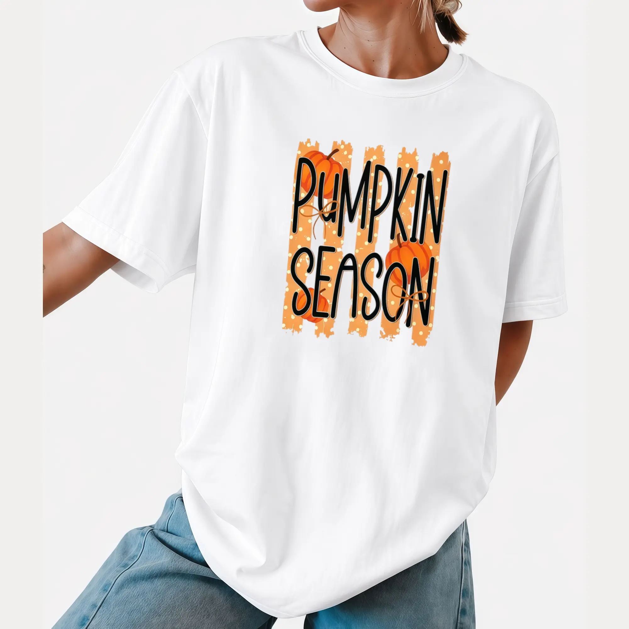 Retro Pumpkin Season Shirt, Autumn Striped Graphic Tee, Cozy Fall T-Shirt, Thanksgiving Pumpkin Gift
