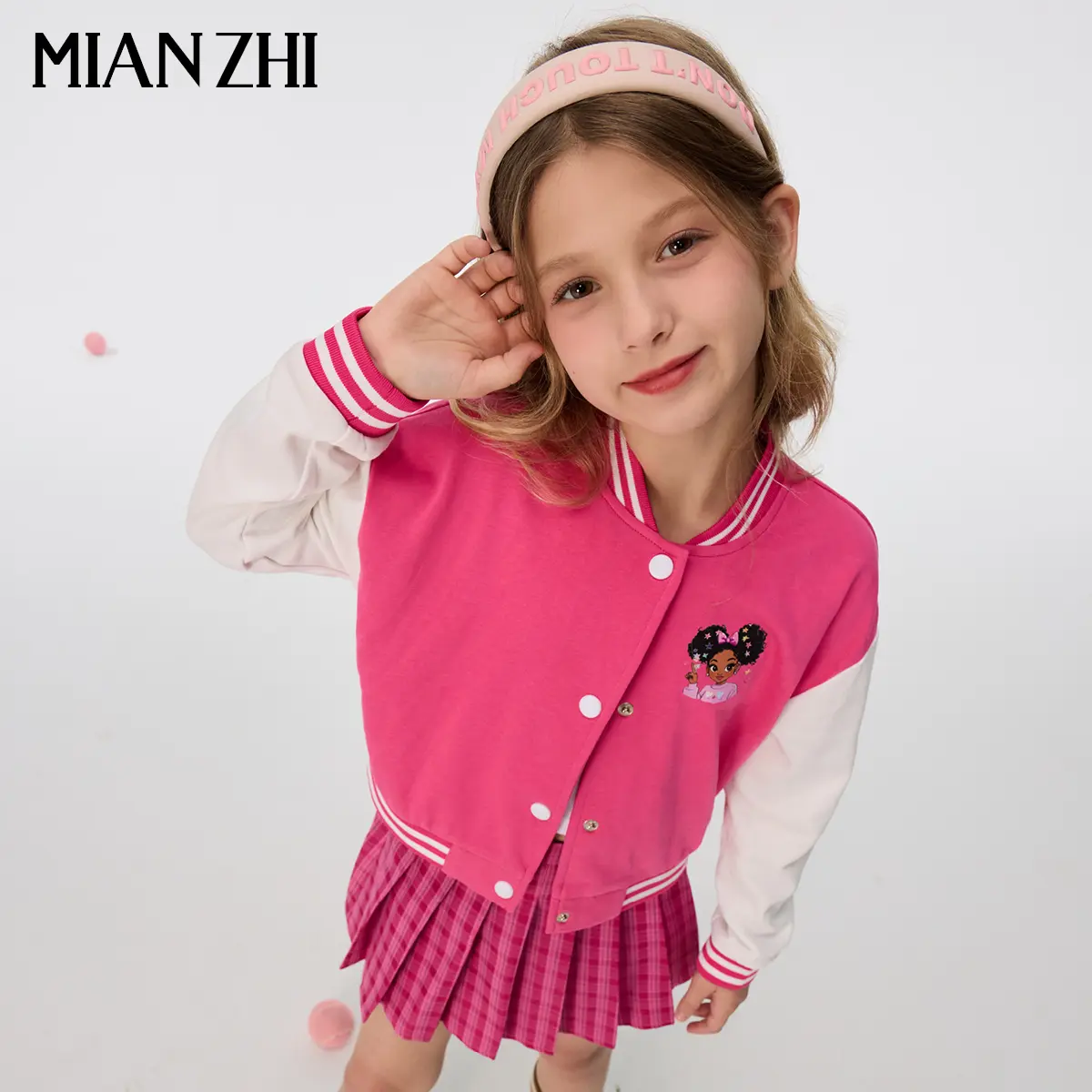 MIANZHI Kids' Long Sleeve V-Neck Varsity Bomber Jacket - Lightweight Cotton Athletic Outerwear, Medium-Stretch, Comfortable Fit for 5-6y,11-12y,13-14y, School & Sports, 12 - 13 Years, 6-7Y