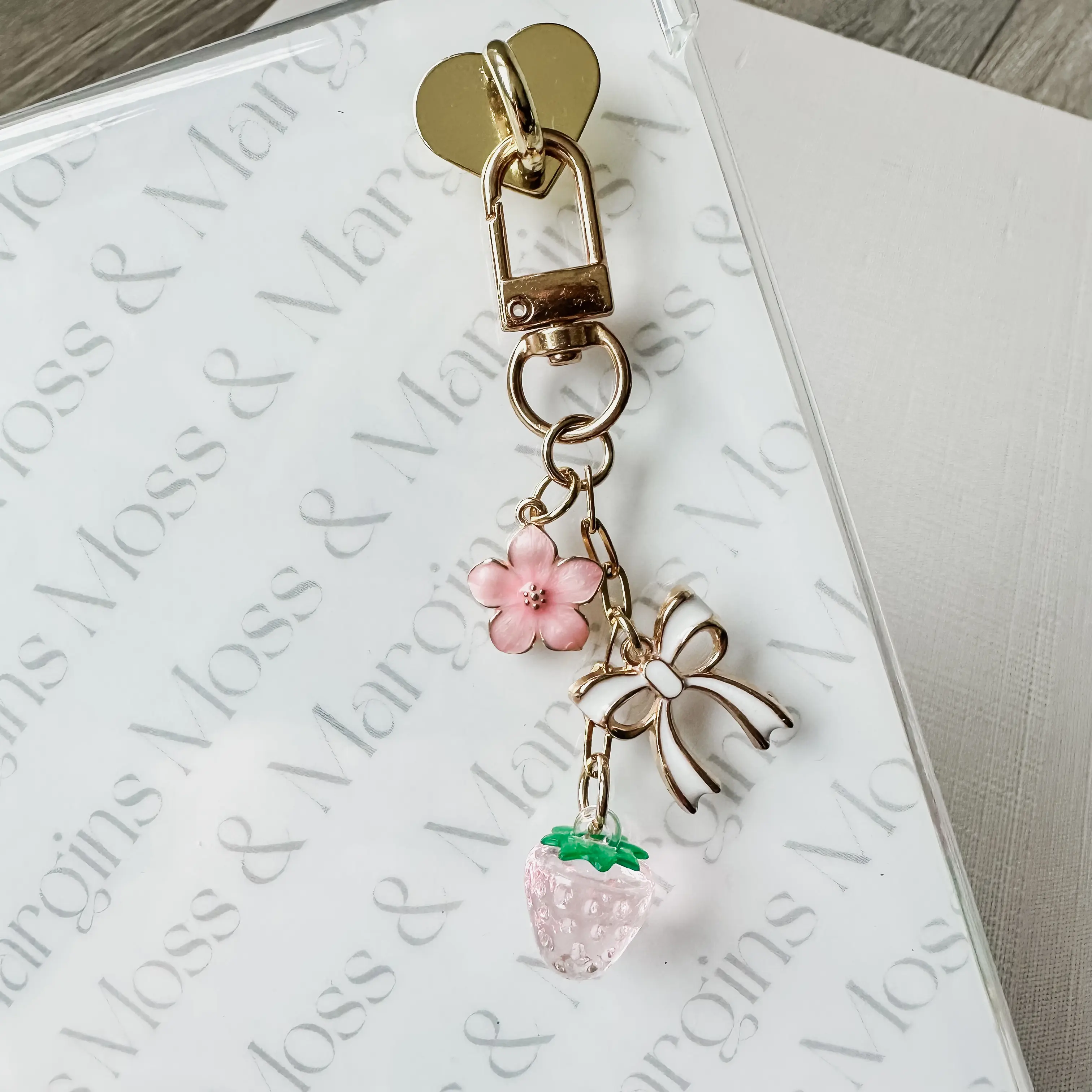 Berry Patch Mini E-reader Charm - Clip-On Dangling Accessory Chain for Kindle, Tablet, Planner