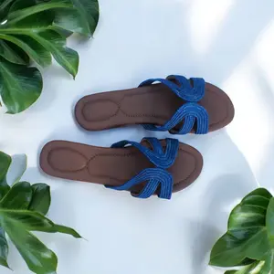 Comfortable Flat Slides - Raffia Sandals with Soft Footbed