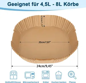 Air Fryer Paper Liners, 100Pcs Parchment Paper, Air Fryer Liners Disposable for Microwave, Non-Stick Air Fryer Liner Square Free of Bleach (8IN)