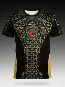 Algerian Men's Sports Shirt & Karakou Style Breathable Round Neck T-Shirt, Breathable Athletic Top, Lightweight Sweat-Wicking Fabric, Ideal for Football Teams, Sports Jersey