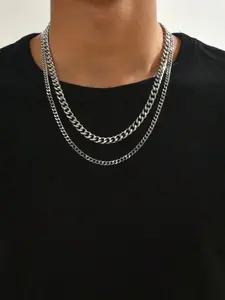 2pcs Hip-Hop Stainless Steel Chain Necklace, Unisex, Tarnish Proof Jewelry, Streetwear Statement Jewelry