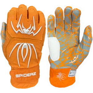 Spiderz HYBRID Batting Gloves - Orange/White