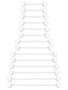 12mm-38mm Wide Range Sizes 14G Clear Plastic Nipple Tongue Ring Industrial Earrings for Surgery Pregnancy Belly Button Ring Bioflex Flexible Acrylic Straight Barbells Piercing Jewelry Retainer for Work Sport Body Piercings Set