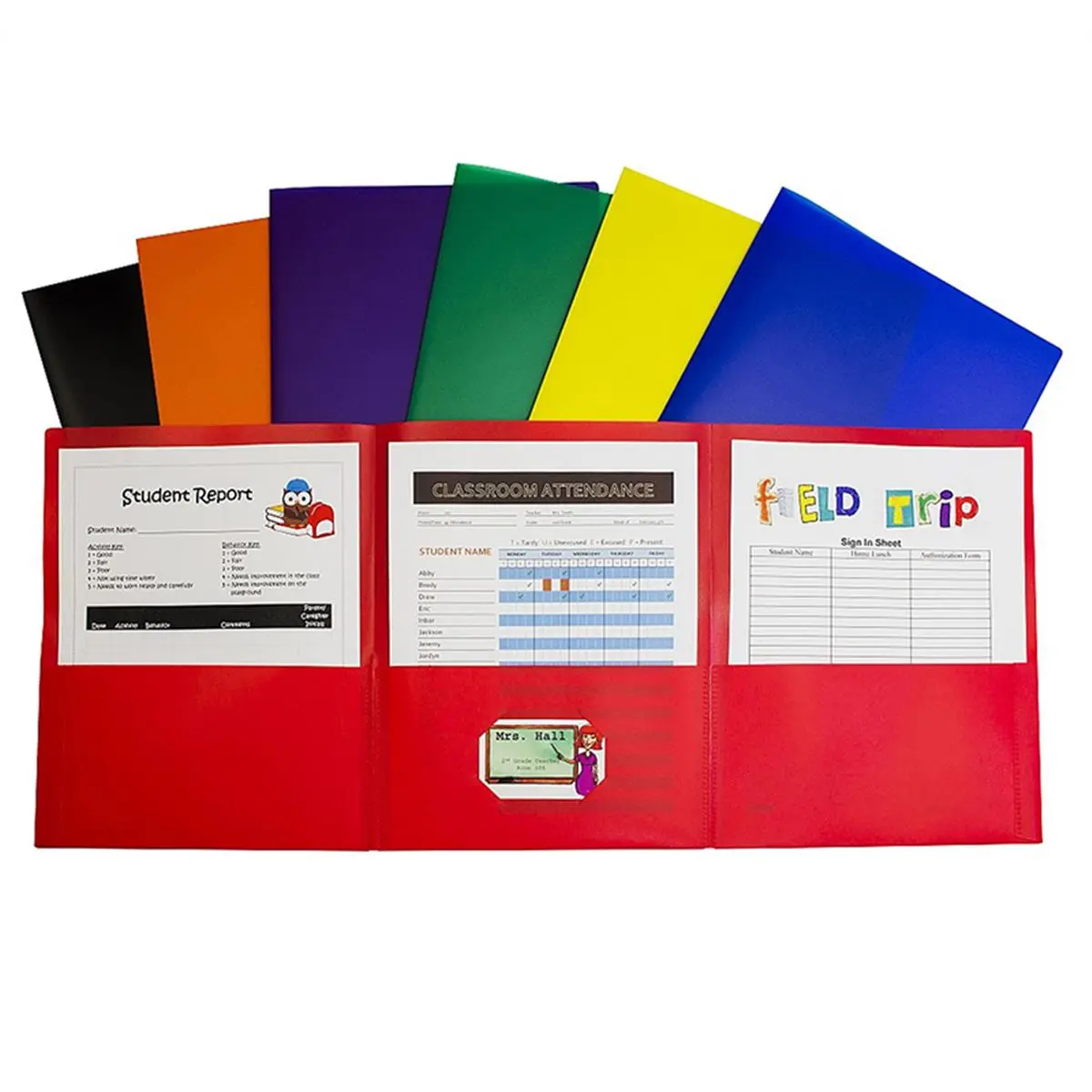 C-Line Products Trifold Polypropylene Portfolio - Desk Supplies, 3-Purpose Traditional Top Loading Document Storage, Built-In Business Card Holder, Same Size as 2-Pocket Folder, 24-Pack, for Business Use, Three