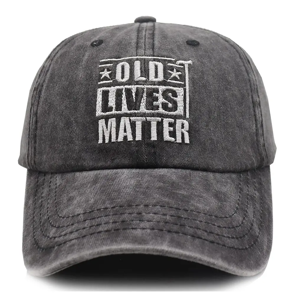 Unisex Washed Finish Baseball Cap - Funny 50th/60th/70th/80th Birthday Gift, "Old Lives Matter" Lettering, Vintage Adjustable Washed Cotton Denim Casual Everyday Hat for Grandma Grandpa