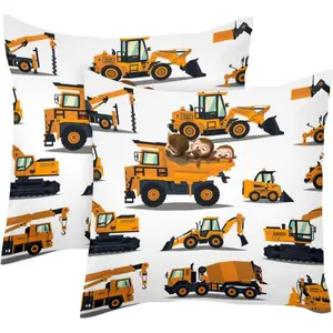 2 square pillowcases, satin pillowcases, hair pillowcases, queen pillowcases, breathable, ultra soft, silky, tractor monkey 2PC