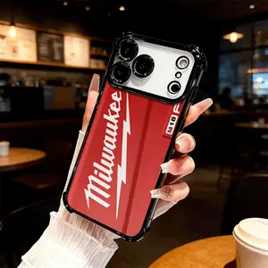 Milwaukee Tool Red Four Comer Ant-Fall Phone Case Transparent Electroplated Protective Cover for iPhone 17 16 Pro Max 15 Air Plus 14 13 12 11E