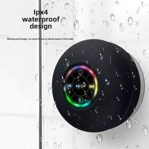 Large Suction-Cup Waterproof Bluetooth Speaker with LED Glow for Bathroom Use Portable Versatile IPX4 Waterproof Audio Device for Everyday Use Smartphone Compatible